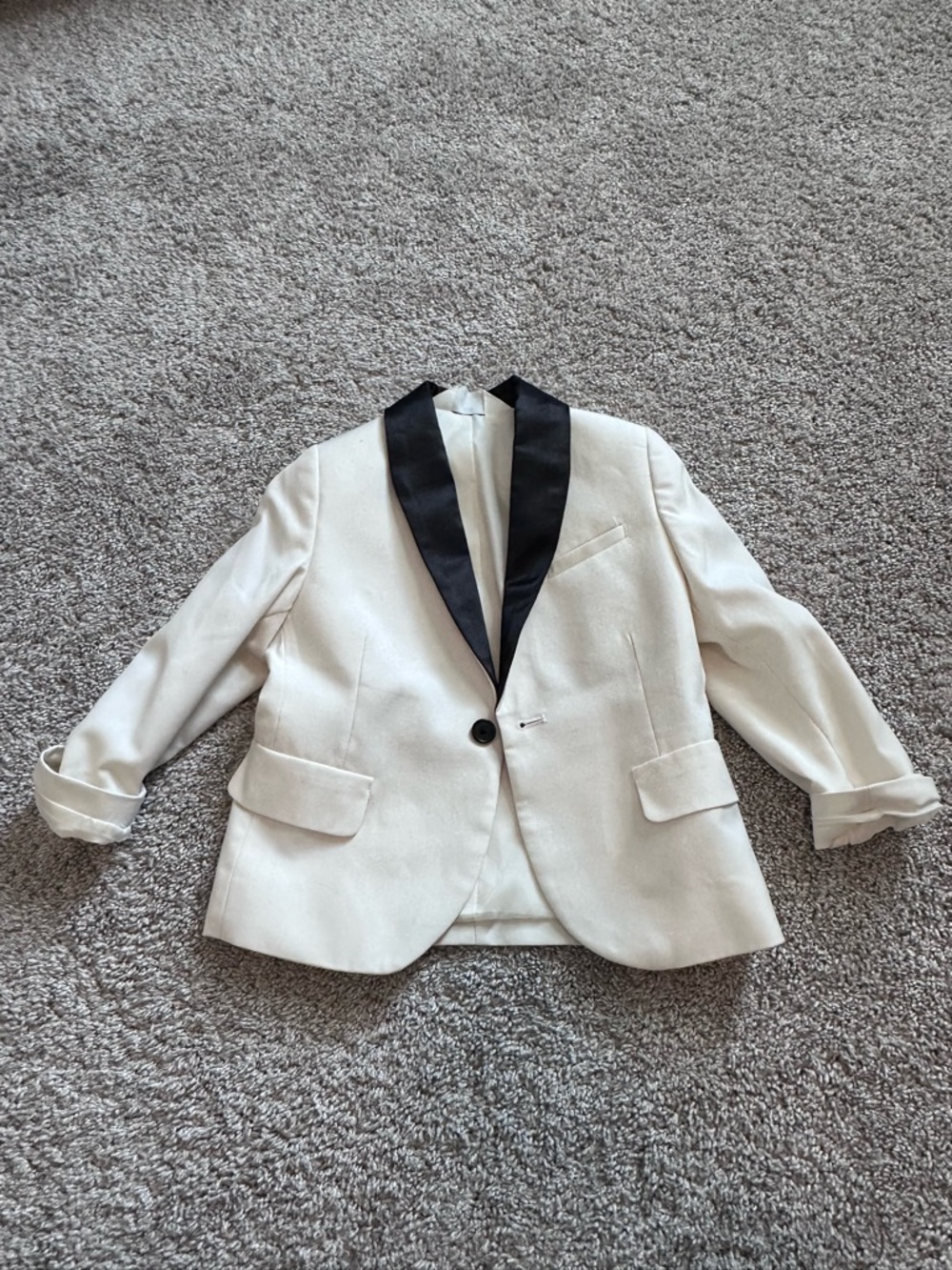 H&M Off White Blazer with Black Satin Shawl Lapel